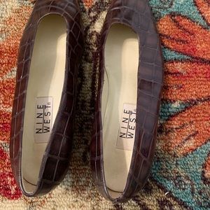 Faux Alligator Print Block Nine West Heels 8.5